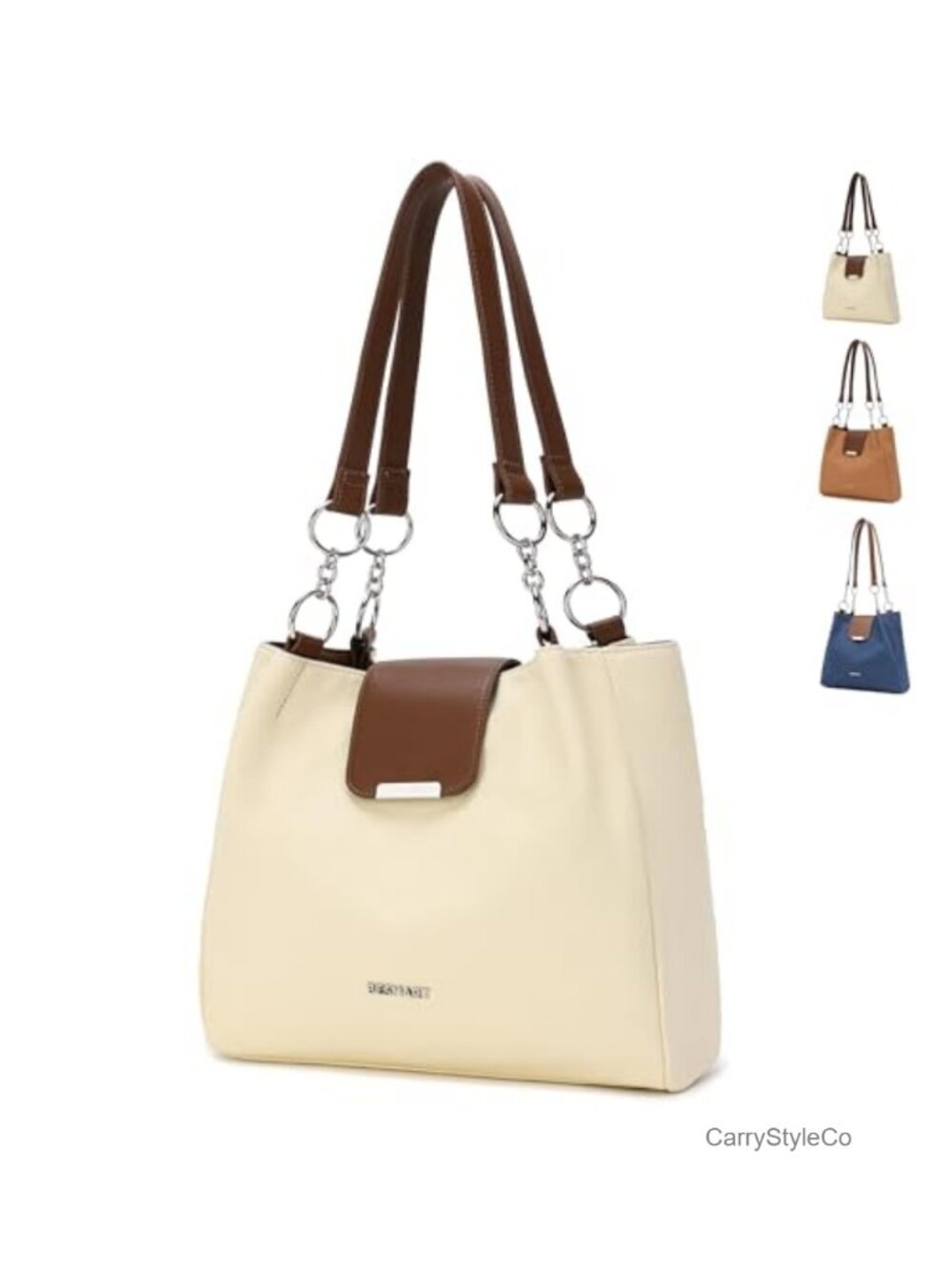 Denim Tote Bag Women Large PU Leather Canvas Shoulder Bag Circle Chain Handbag